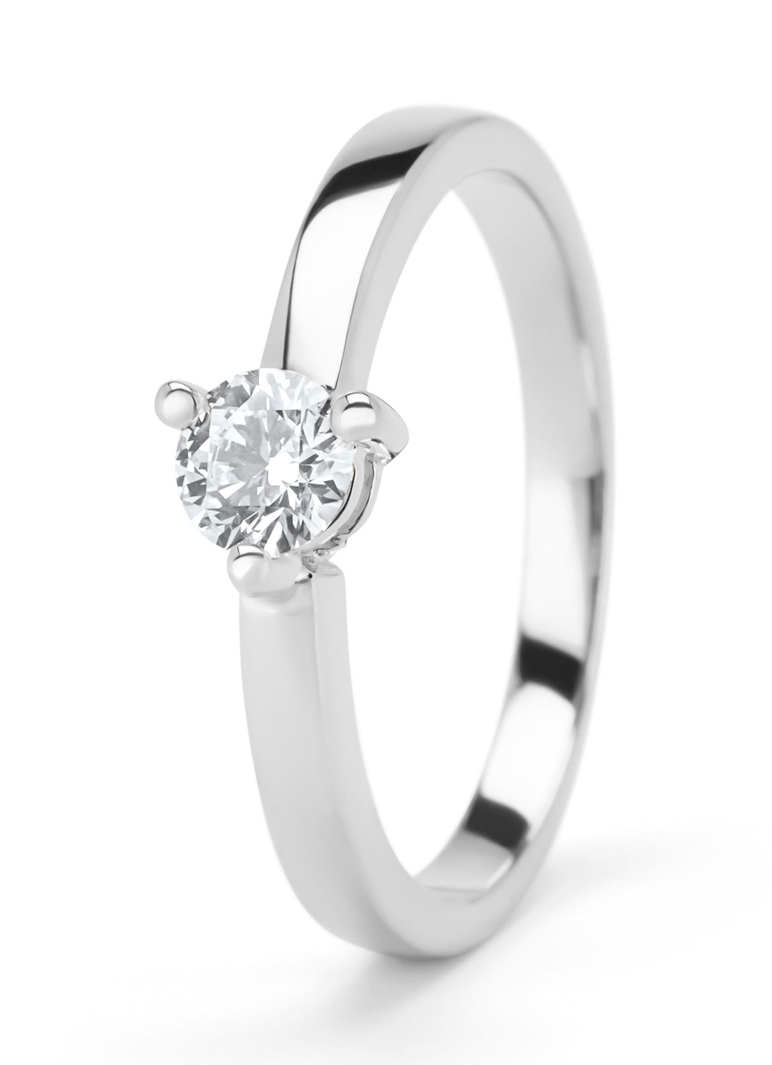 Witgouden ring, 0.30 ct diamant, Hearts & Arrows