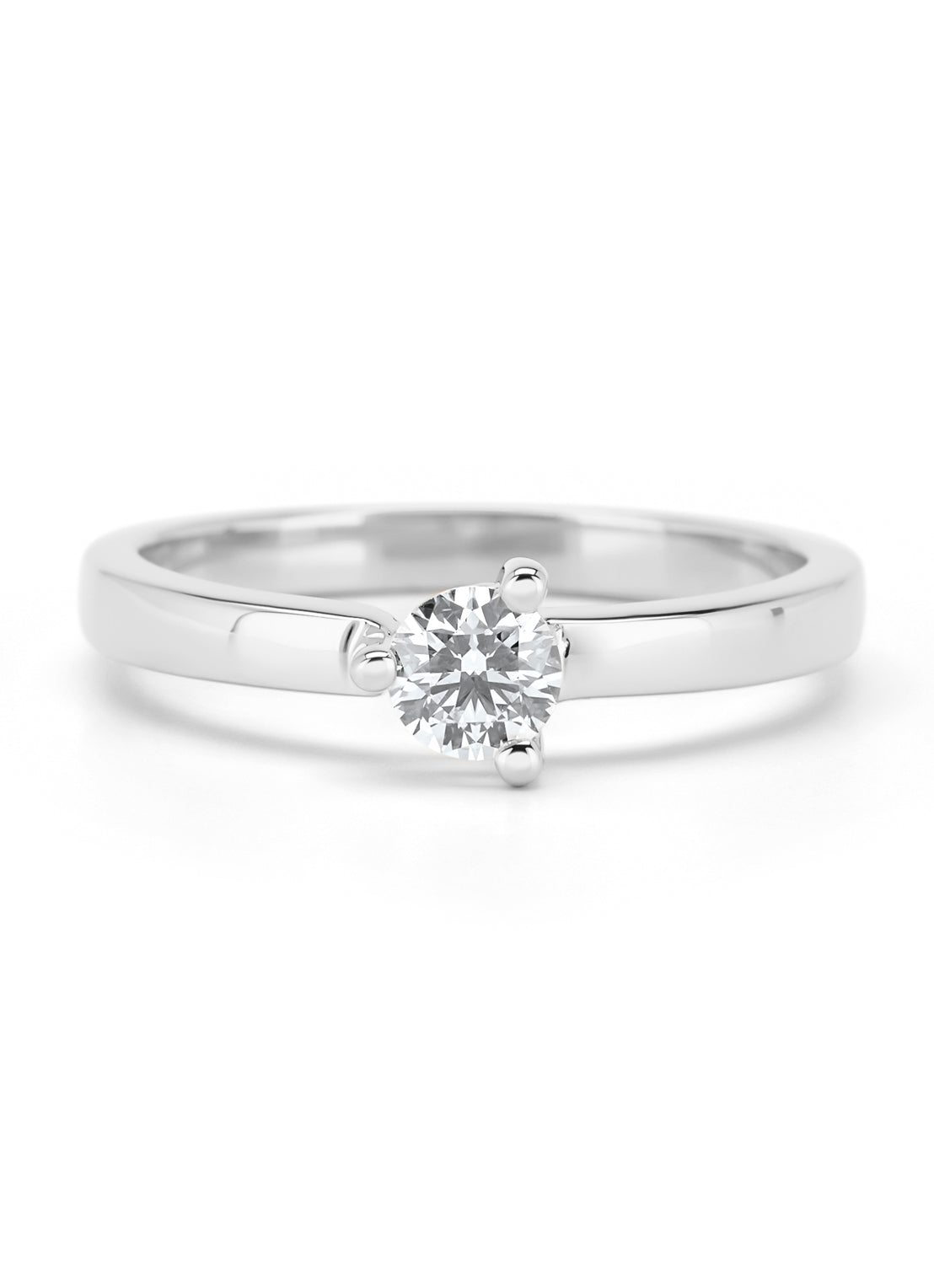 Witgouden ring, 0.30 ct diamant, Hearts & Arrows