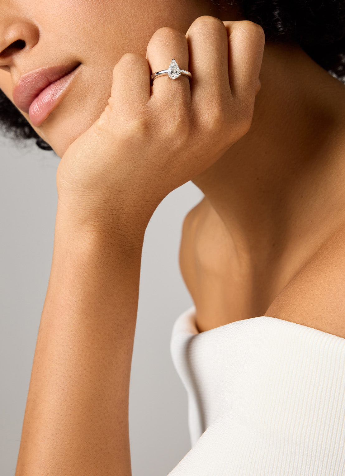 Witgouden ring, 1.01 ct diamant, Solitair