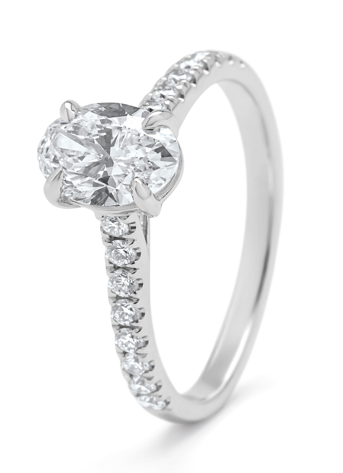 Witgouden ring, 1.29 ct diamant, Solitair