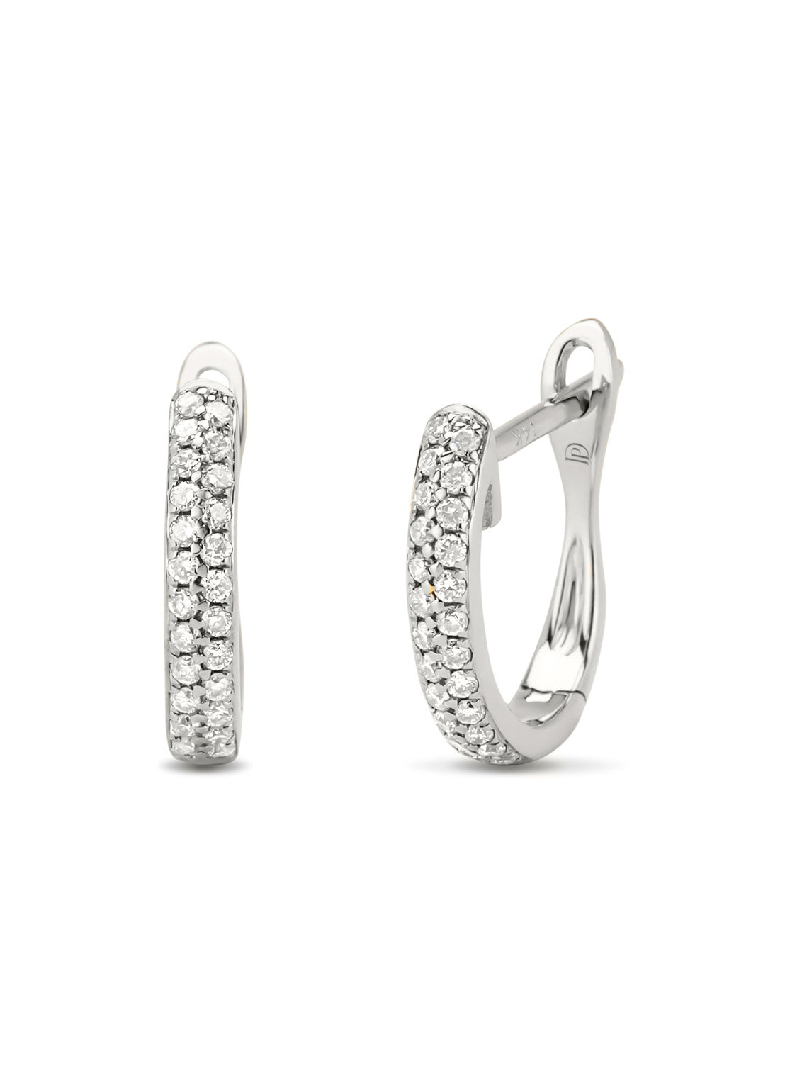 Witgouden oorsieraden, 0.16 ct diamant, Caviar