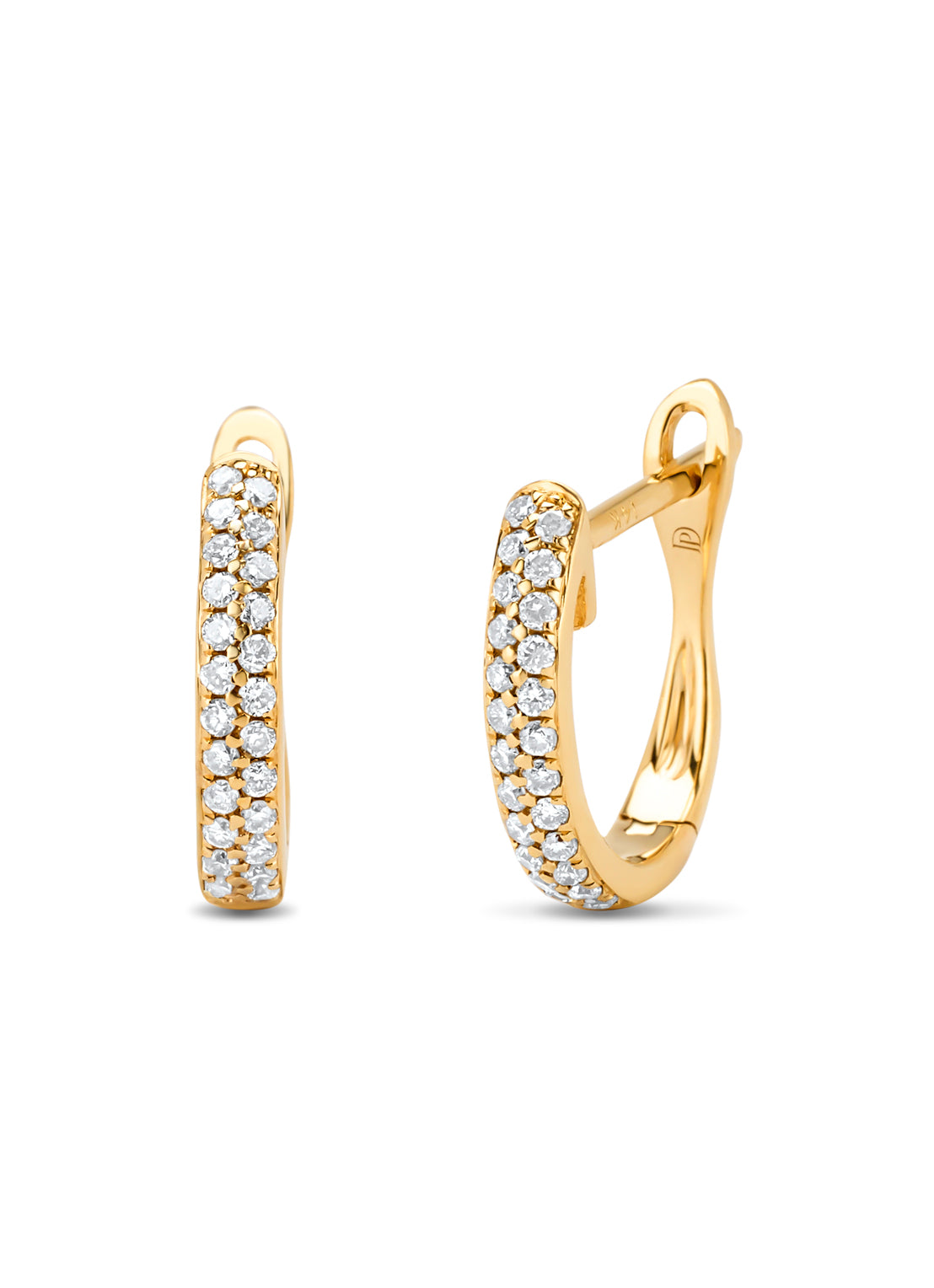 Geelgouden oorsieraden, 0.16 ct diamant, Caviar