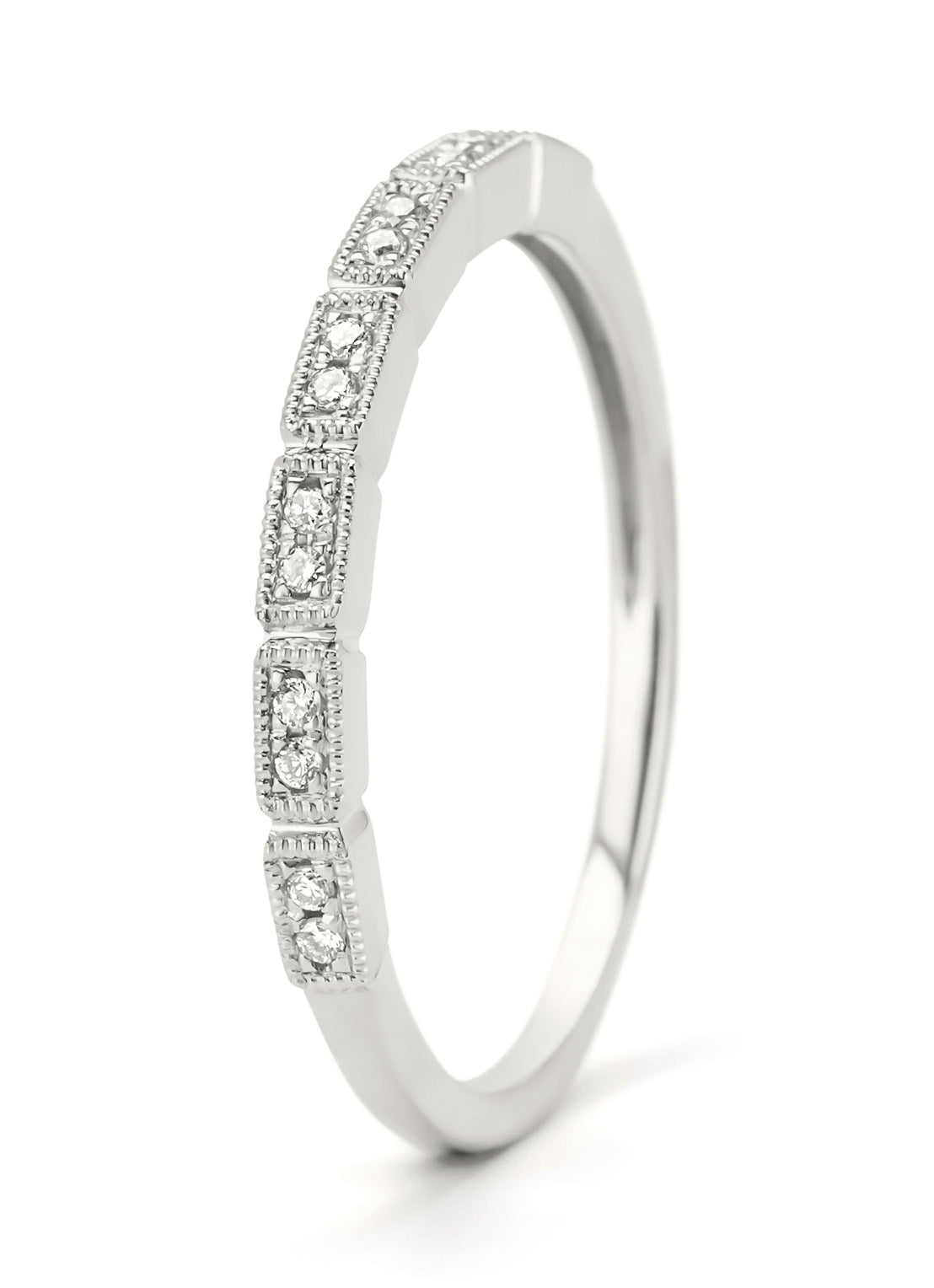 Witgouden ring, 0.06 ct diamant, Ensemble