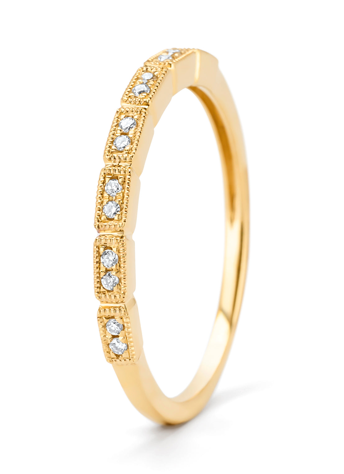 Geelgouden ring, 0.06 ct diamant, Ensemble