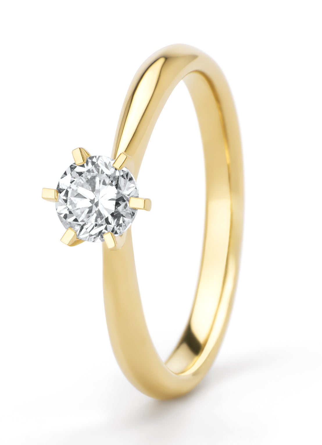 Geelgouden ring, 0.50 ct diamant, Perfect match
