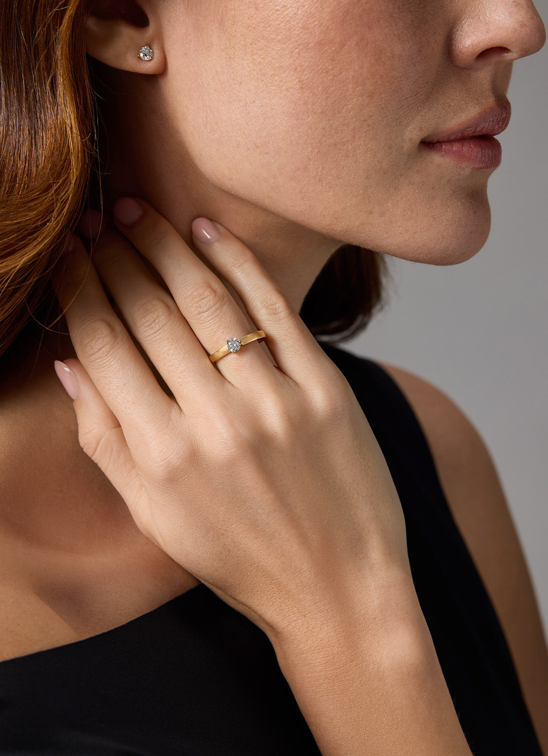 Geelgouden oorsieraden, 0.60 ct diamant, Hearts & Arrows