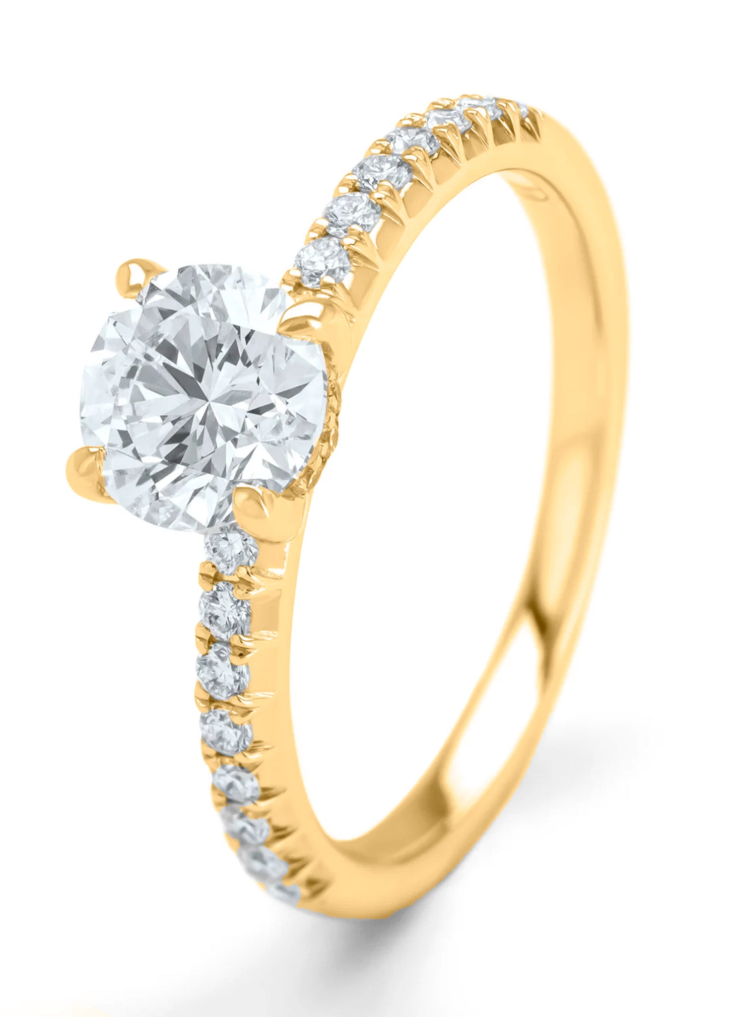 Geelgouden ring, 1.25 ct diamant, Solitair