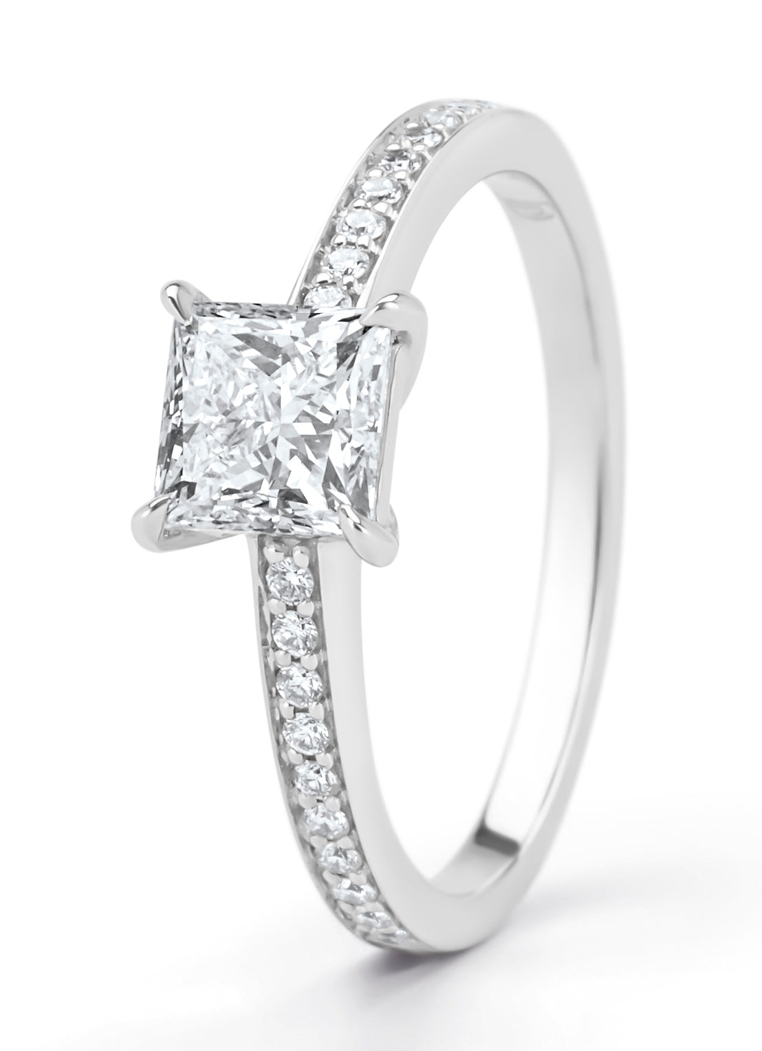 Witgouden ring, 1.27 ct diamant, Solitair