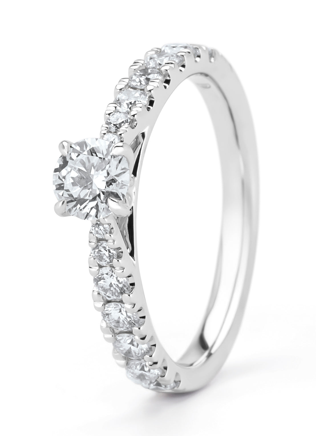 Witgouden ring, 0.87 ct diamant, Perfect Match