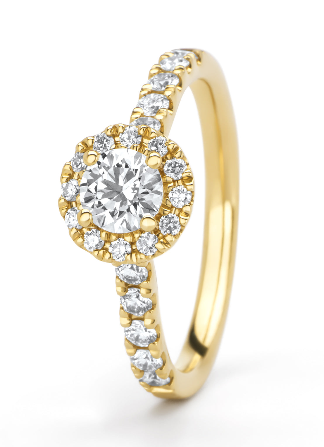 Geelgouden ring, 0.80 ct diamant, Perfect Match