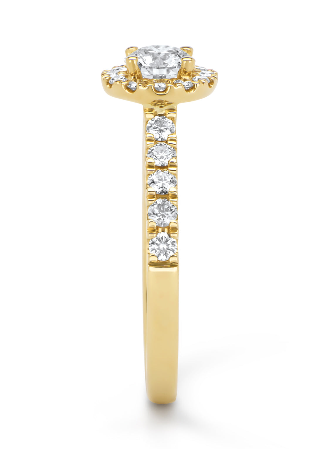 Geelgouden ring, 0.80 ct diamant, Perfect Match