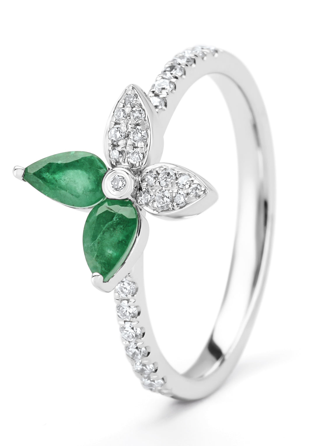 Witgouden ring, 0.51 ct smaragd