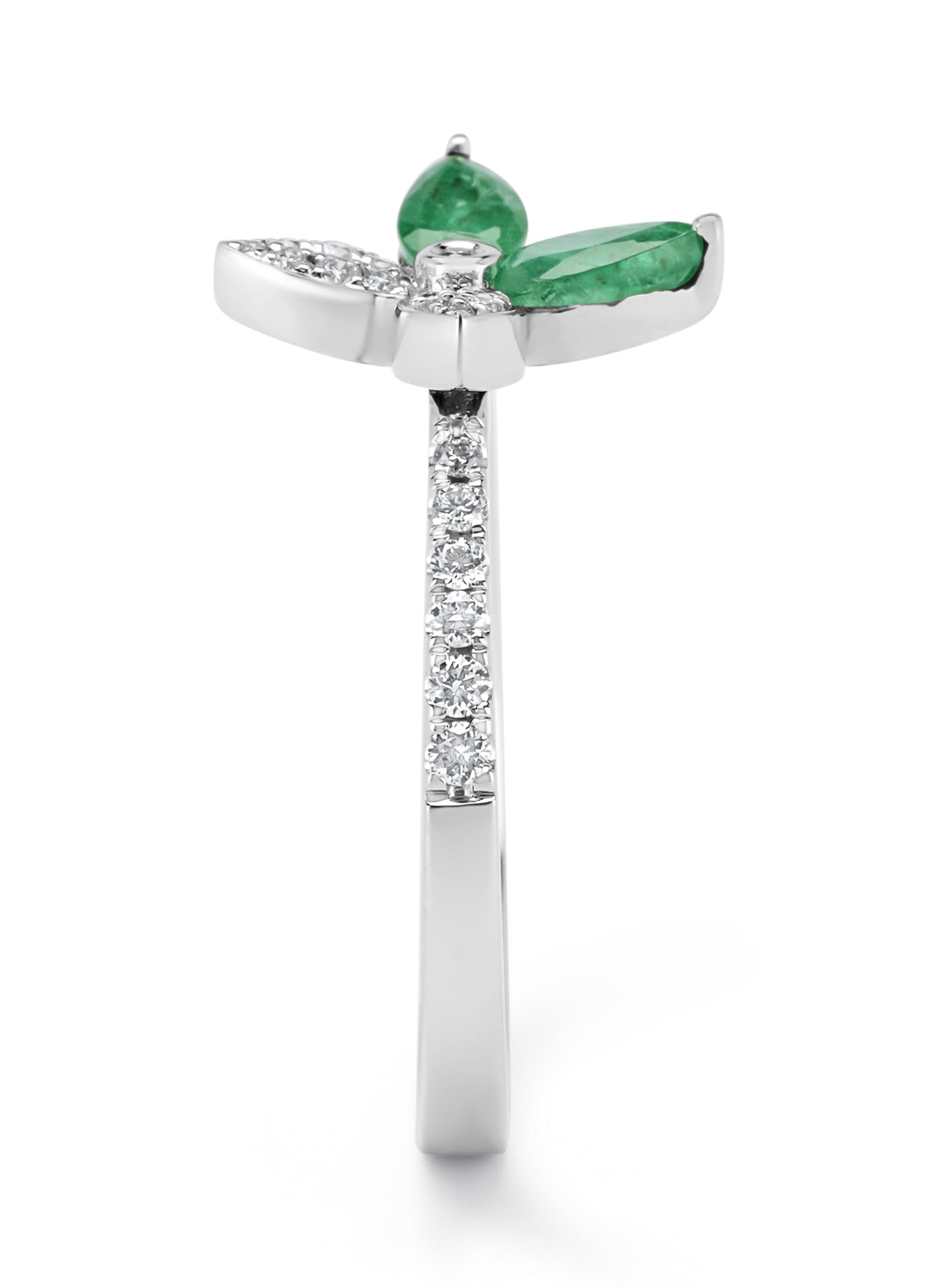 Witgouden ring, 0.51 ct smaragd