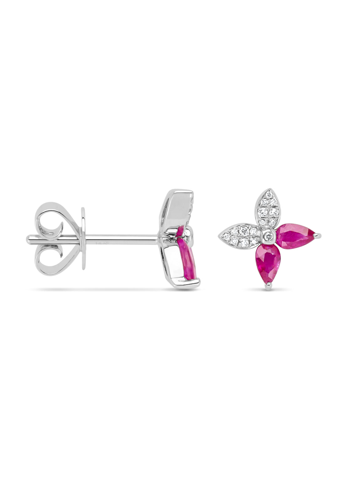 White gold earrings, 0.90 ct ruby