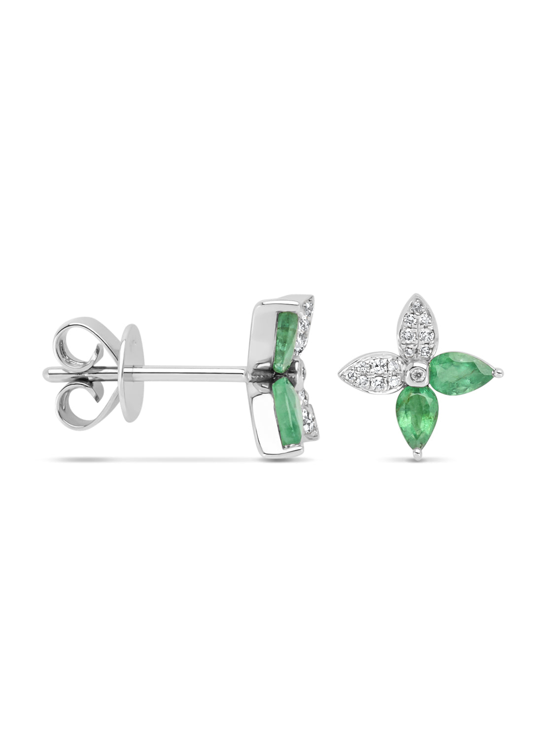 White gold earrings, 0.81 ct emerald
