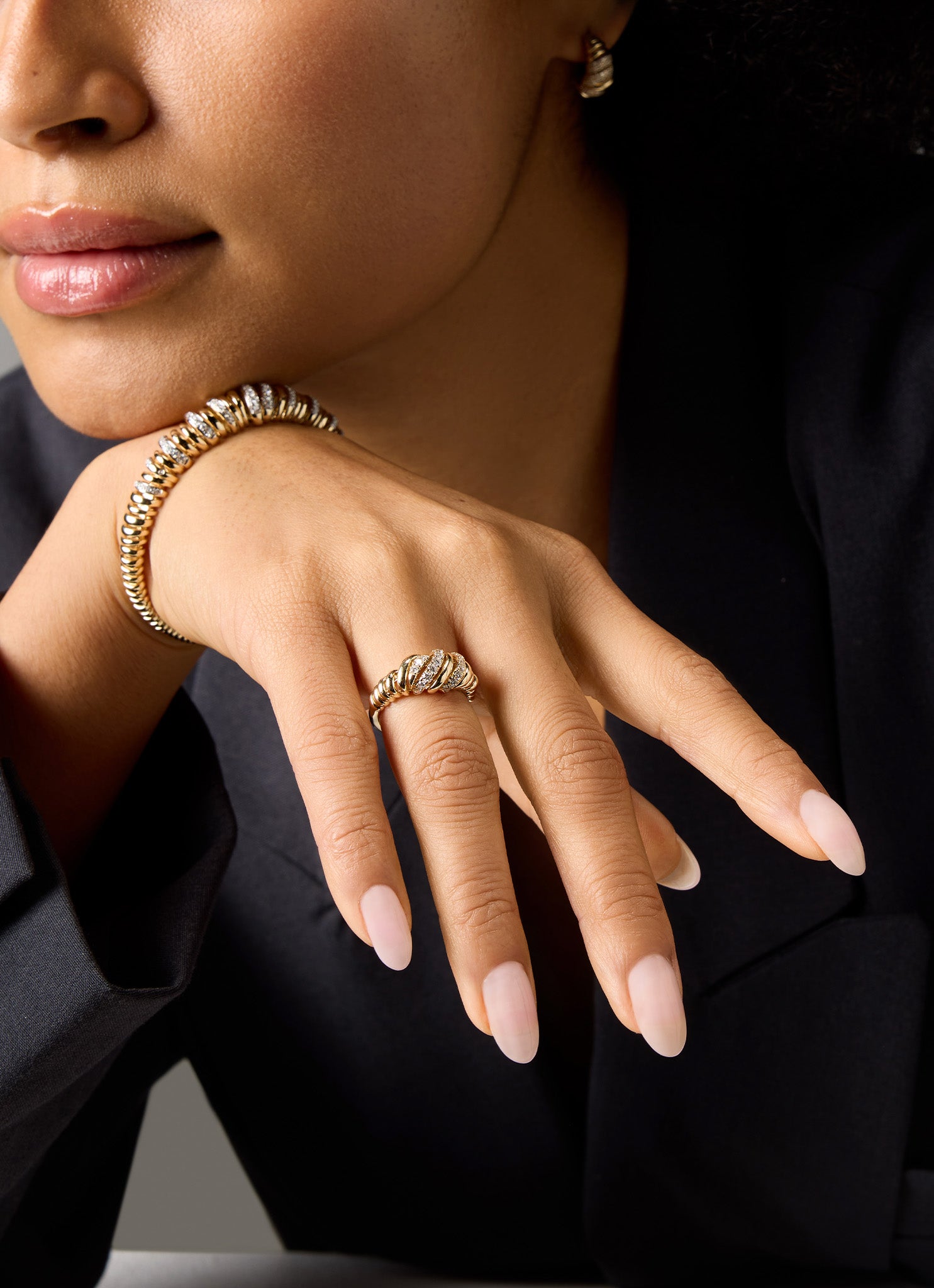 Geelgouden ring, 0.40 ct diamant, Gallery