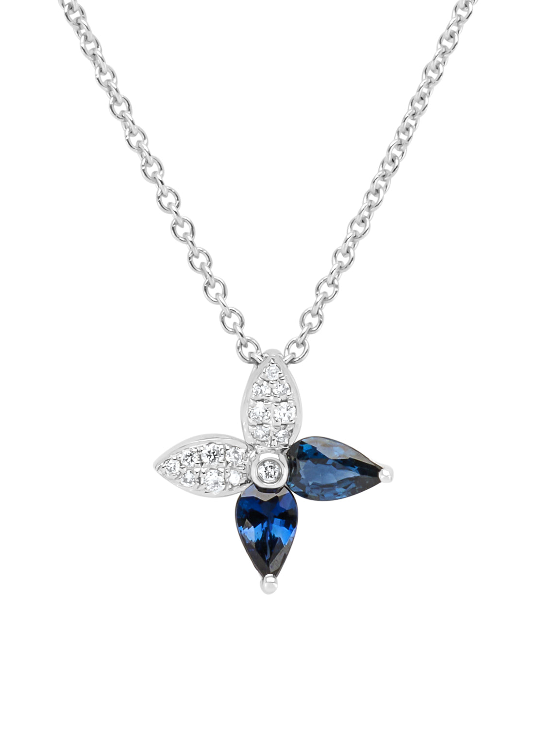 White gold pendant, 0.48 ct blue sapphire