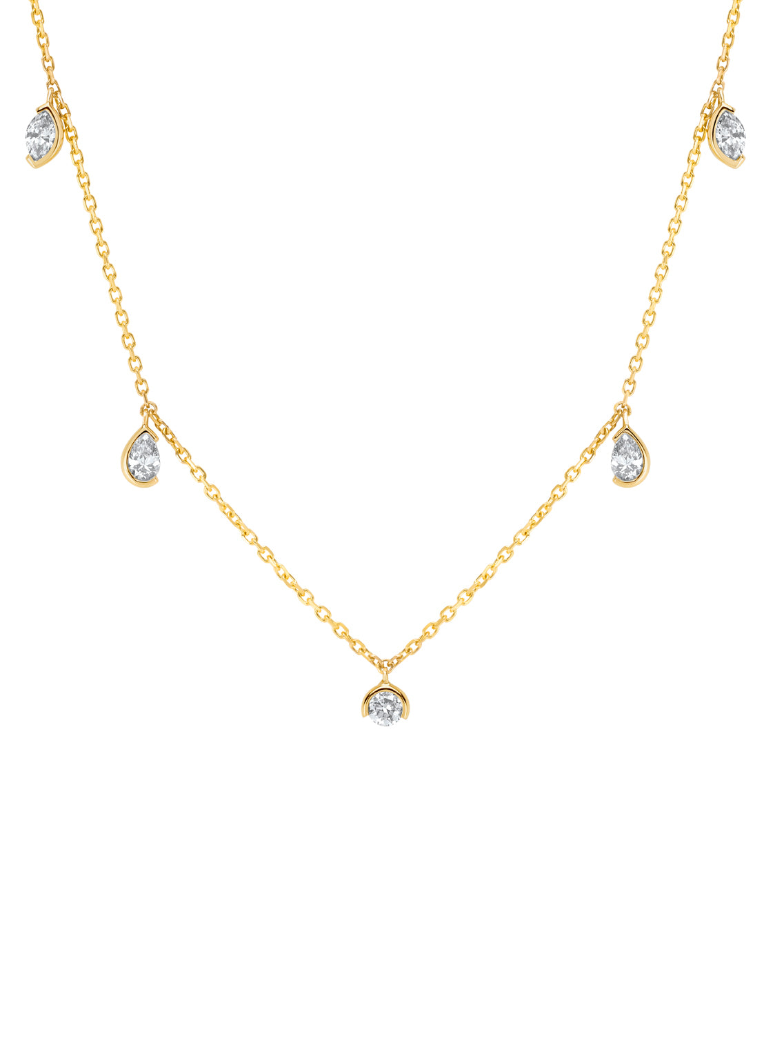 Geelgouden collier, 0.42 ct diamant, Starlight
