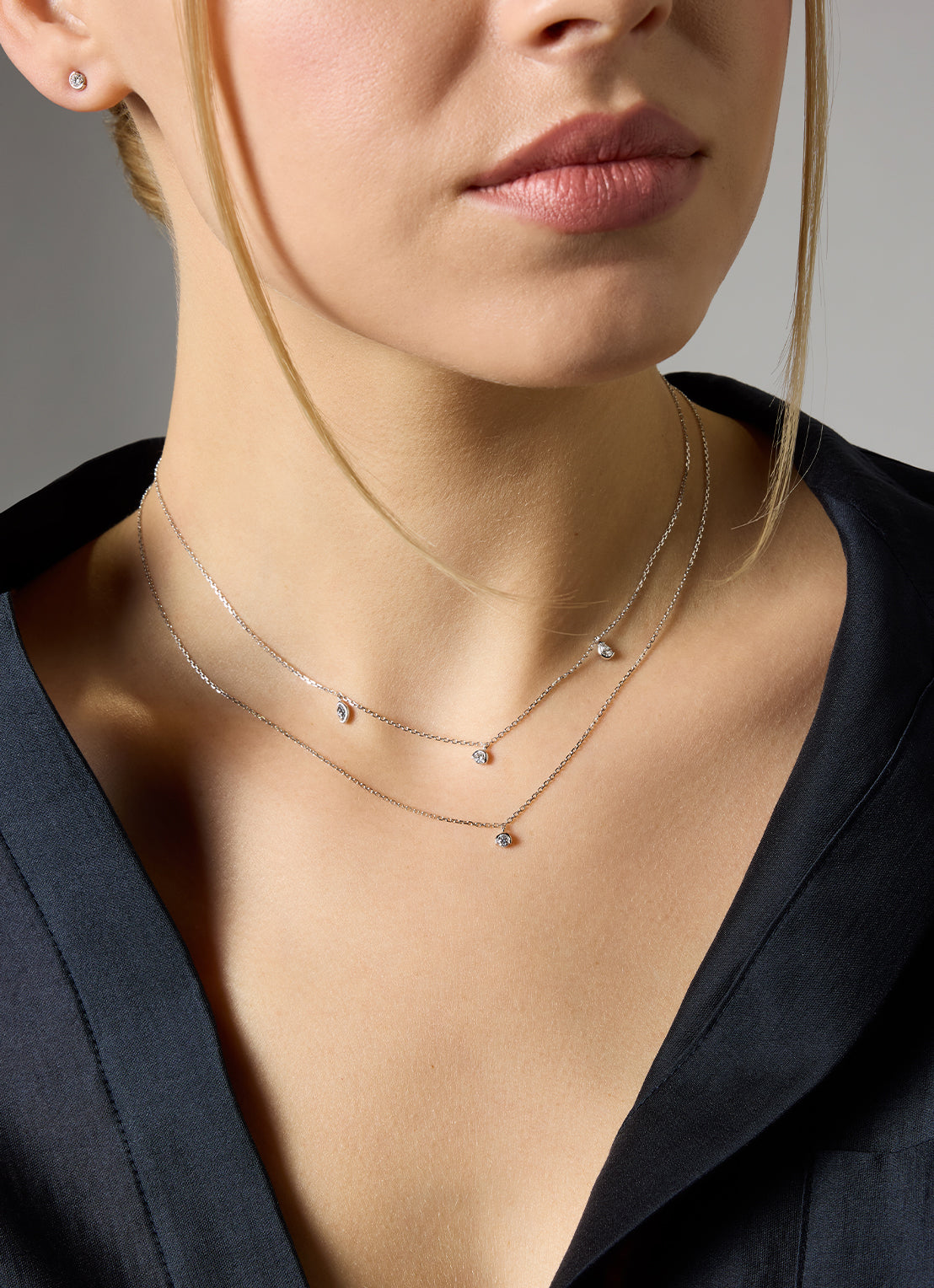 White gold necklace, 0.25 ct diamond, Starlight