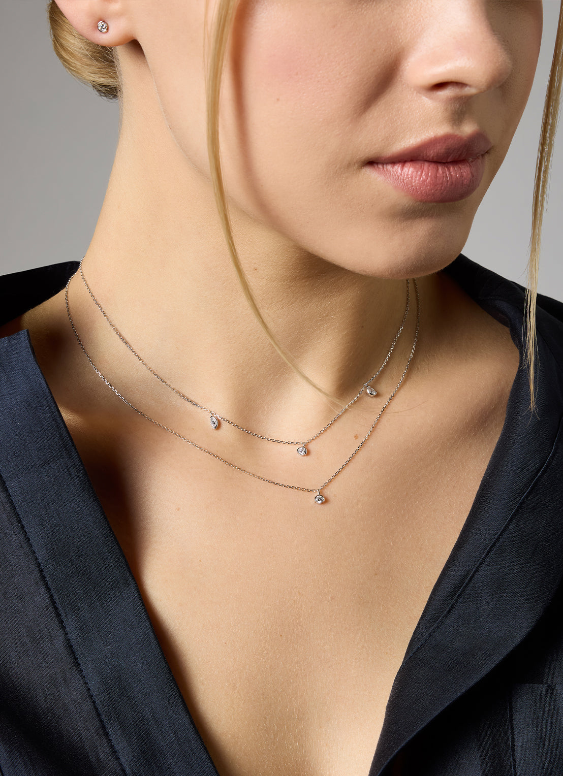 White gold necklace, 0.25 ct diamond, Starlight