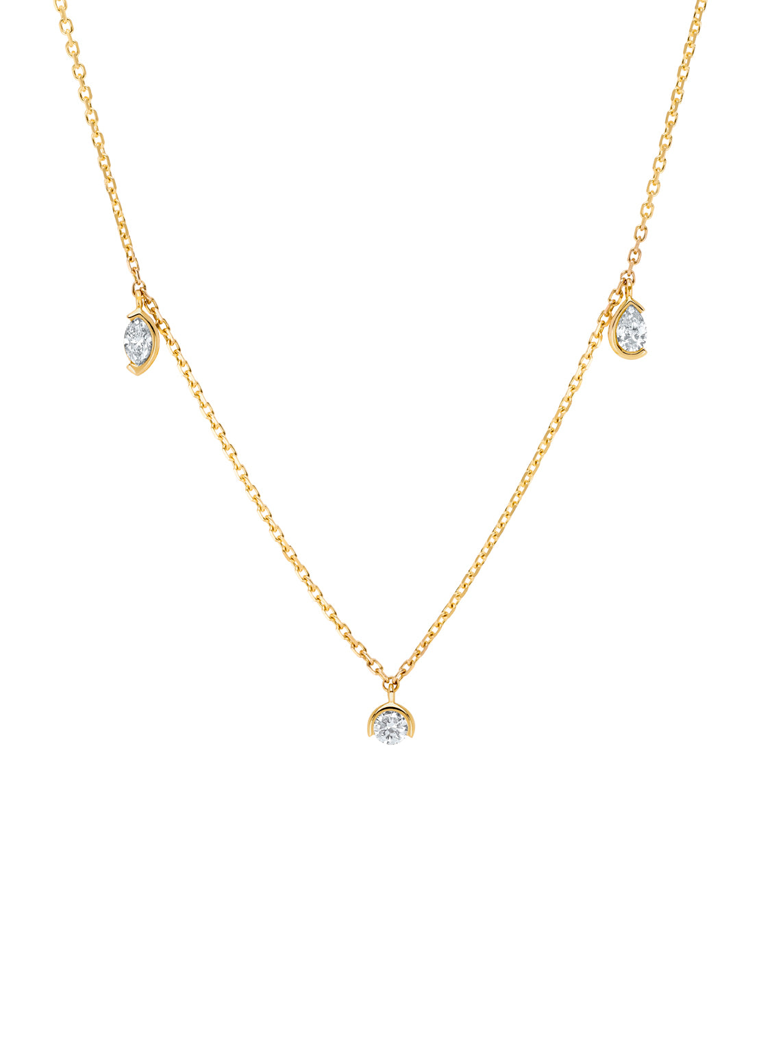 Yellow gold necklace, 0.25 ct diamond, Starlight