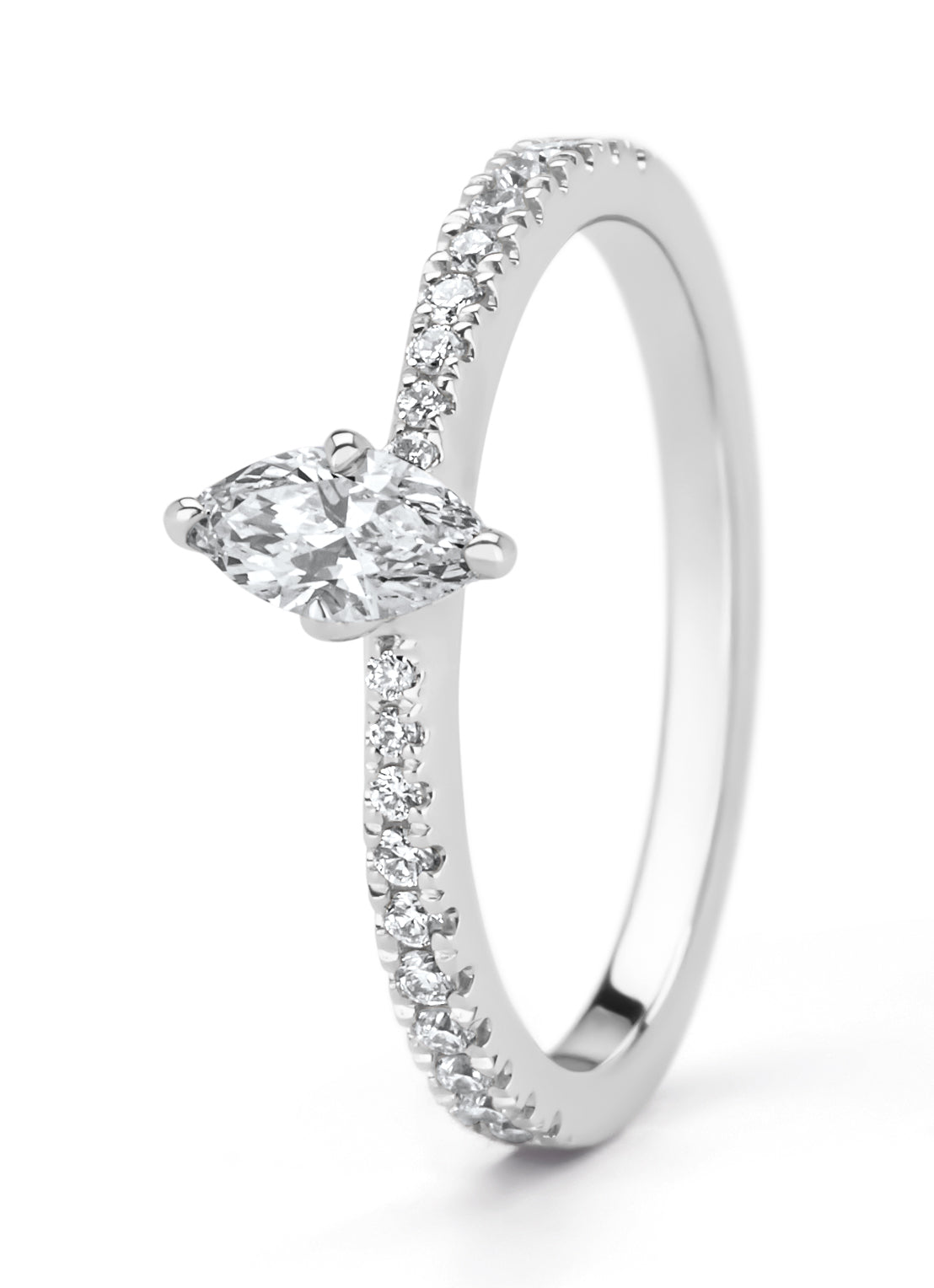 Witgouden ring, 0.48 ct diamant, Petite Romance