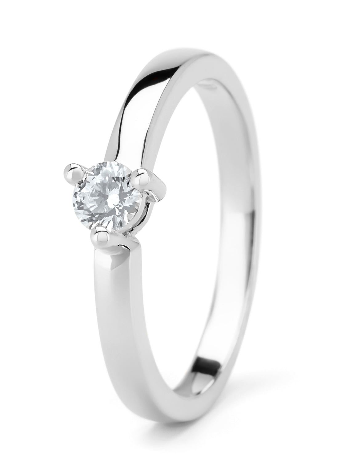 Witgouden ring, 0.20 ct diamant, Hearts & Arrows