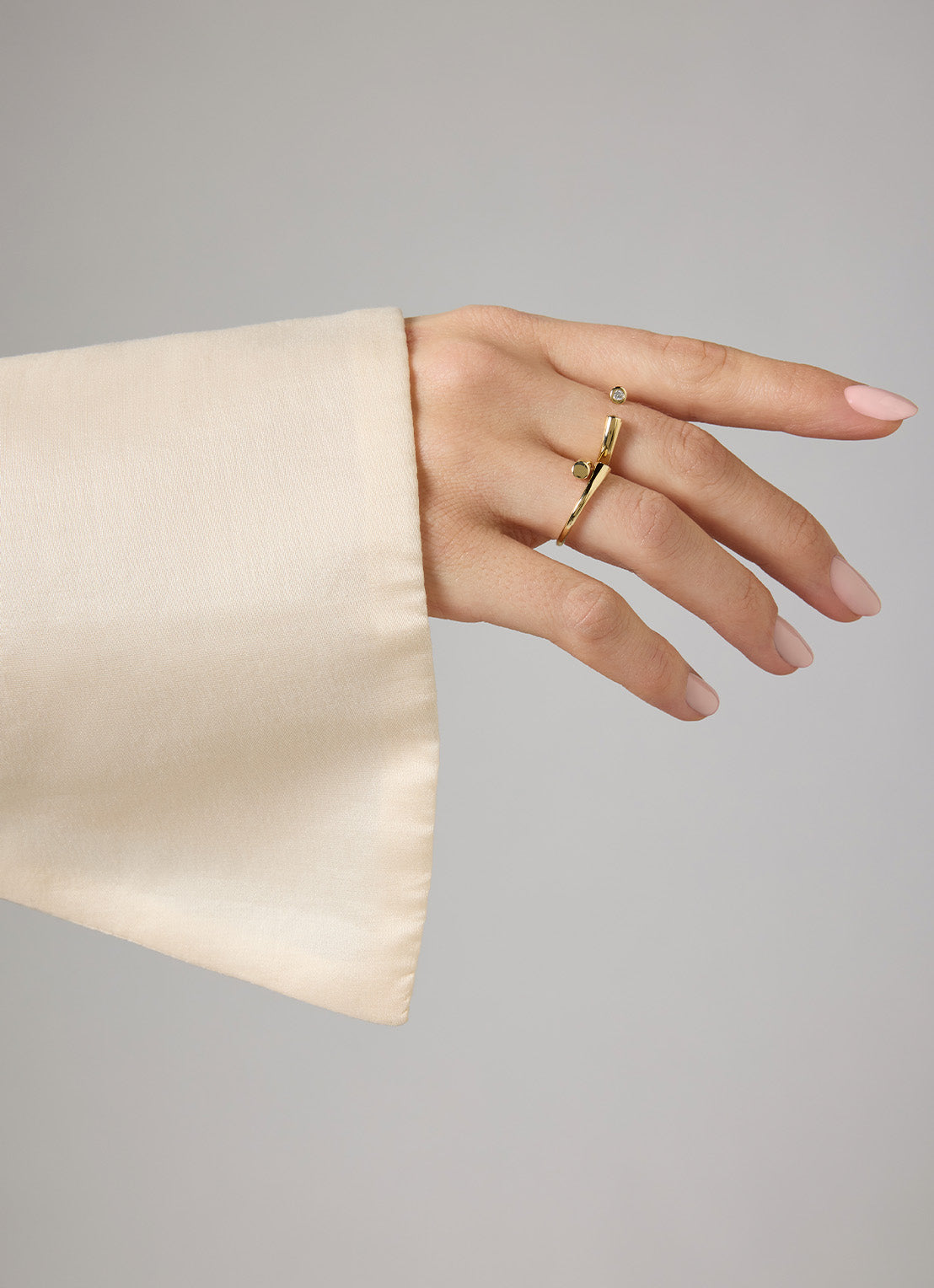 Geelgouden ring, 0.11 ct diamant, Starlight