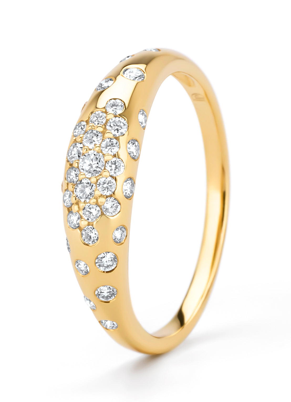 Geelgouden ring, 0.32 ct diamant, Starlight
