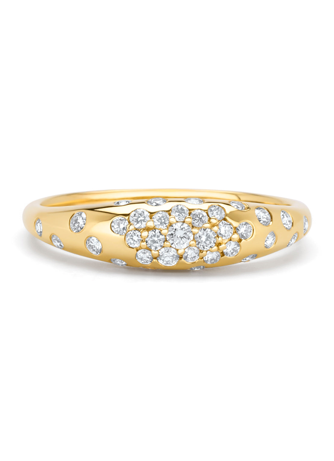 Geelgouden ring, 0.32 ct diamant, Starlight