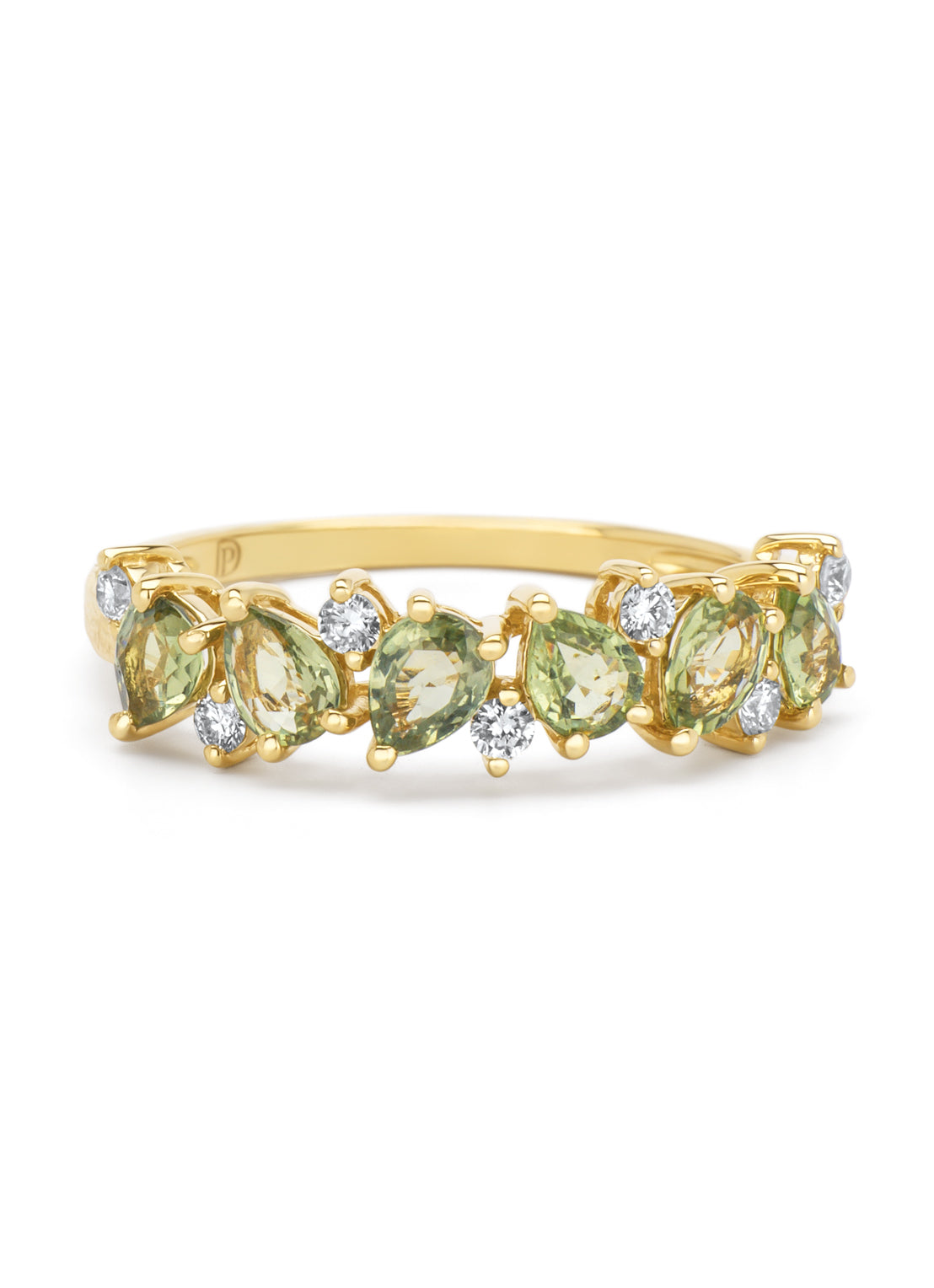 Geelgouden ring, 1.19 ct groene saffier, Eden