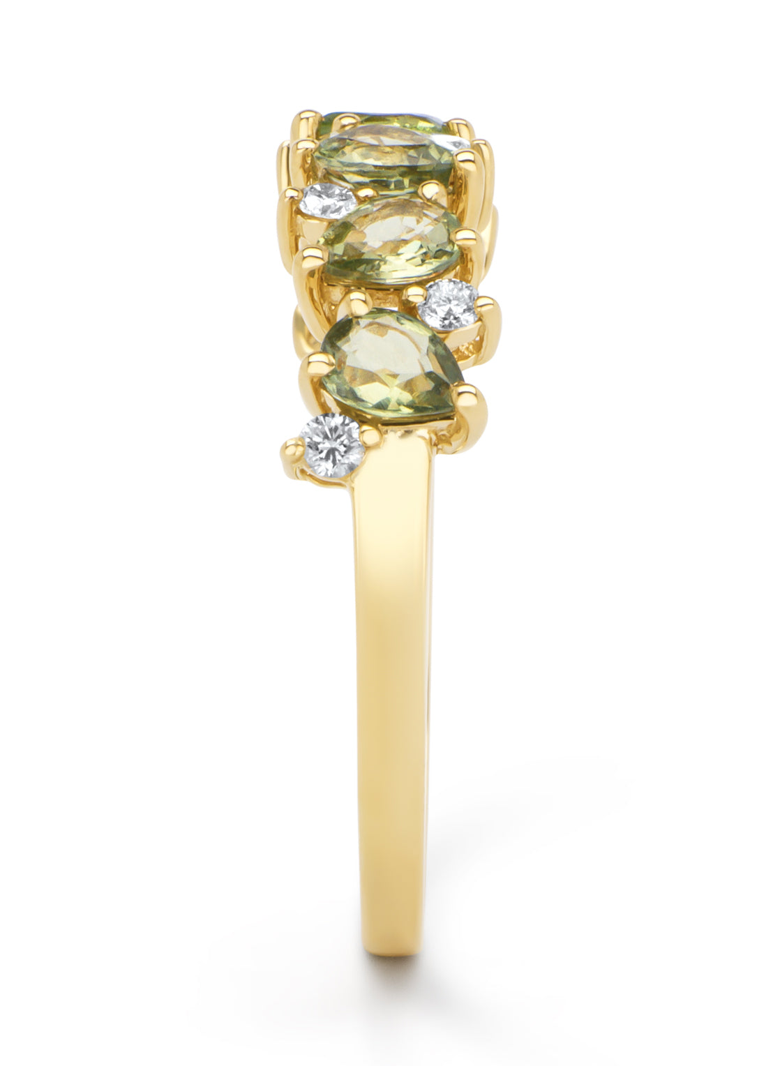 Geelgouden ring, 1.19 ct groene saffier, Eden