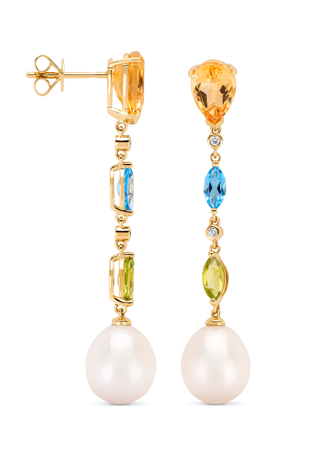 Geelgouden oorsieraden, 2.58 ct citrien, Rivièra