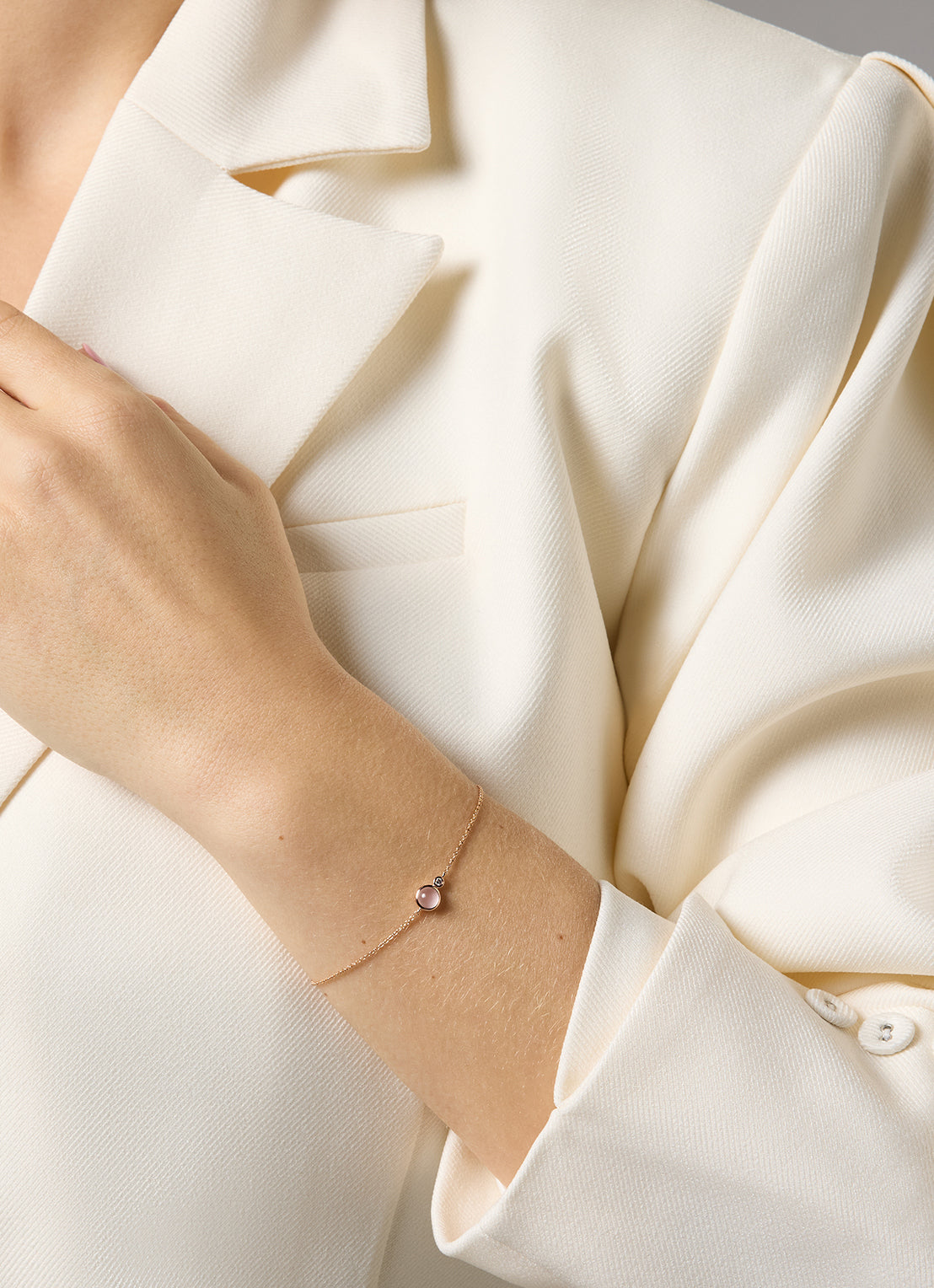 Roségouden armband, 0.69 ct rozenkwarts, Little Drops