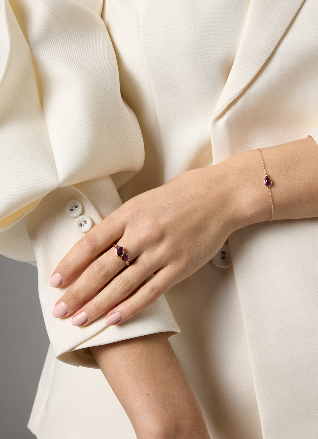 Rose gold bracelet, 0.82 ct purple amethyst, Little Drops