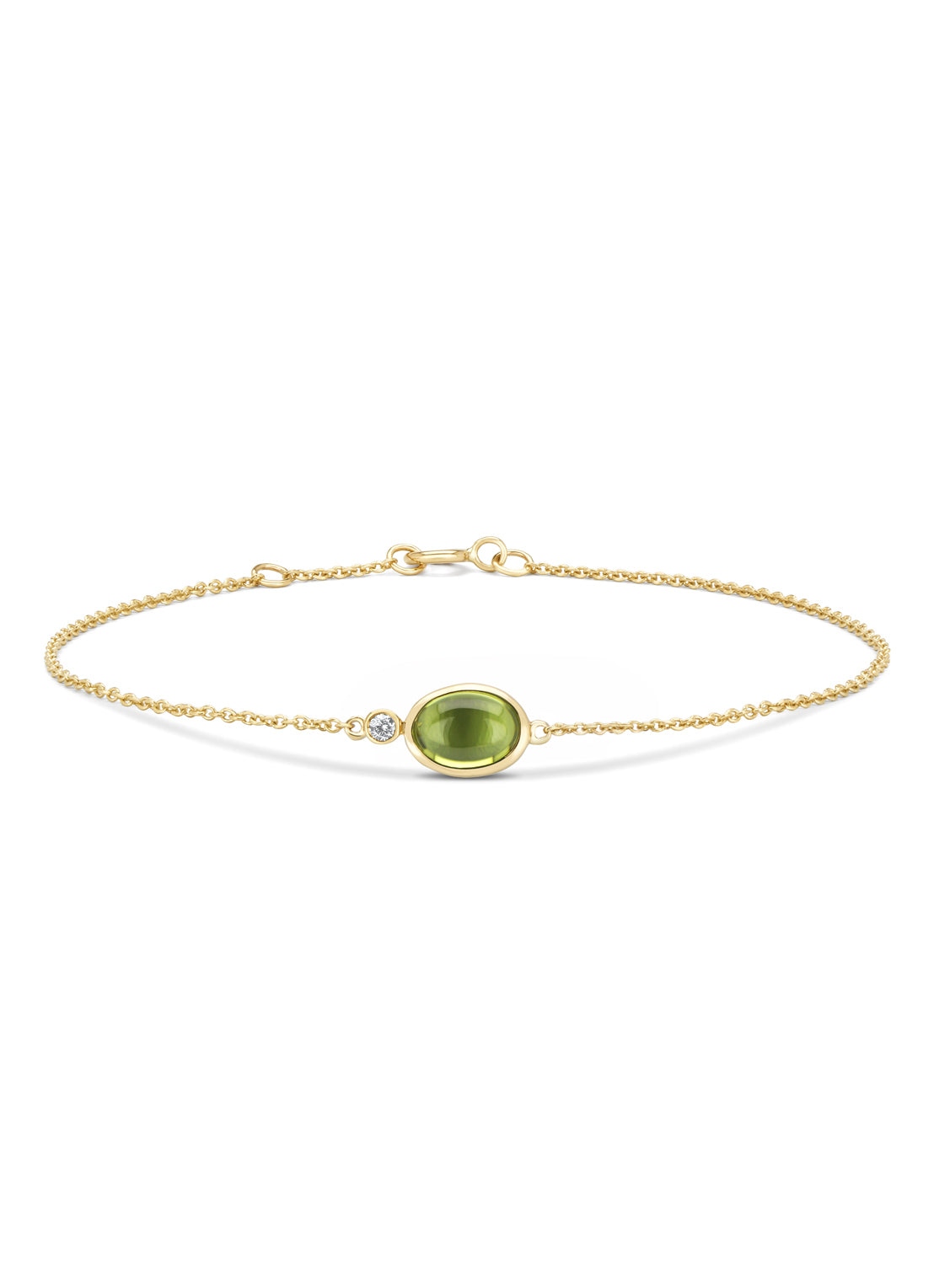 Yellow gold bracelet, 1.06 ct peridot, Little Drops