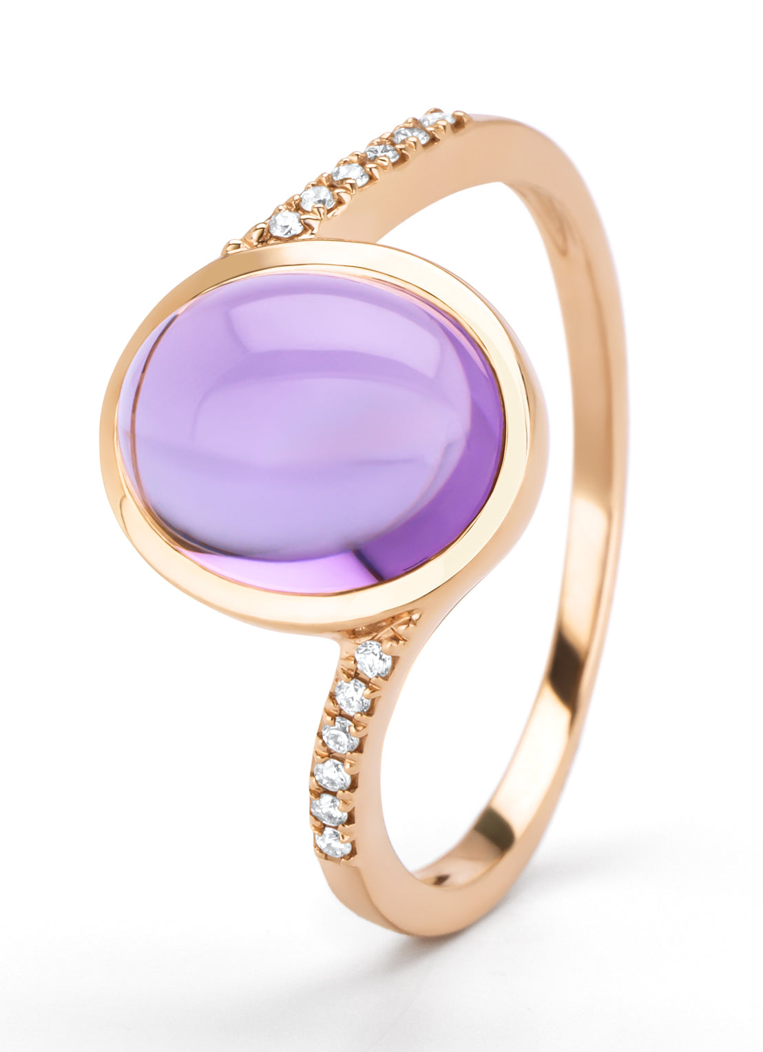 Roségouden ring, 2.65 ct paarse amethist, Little Drops