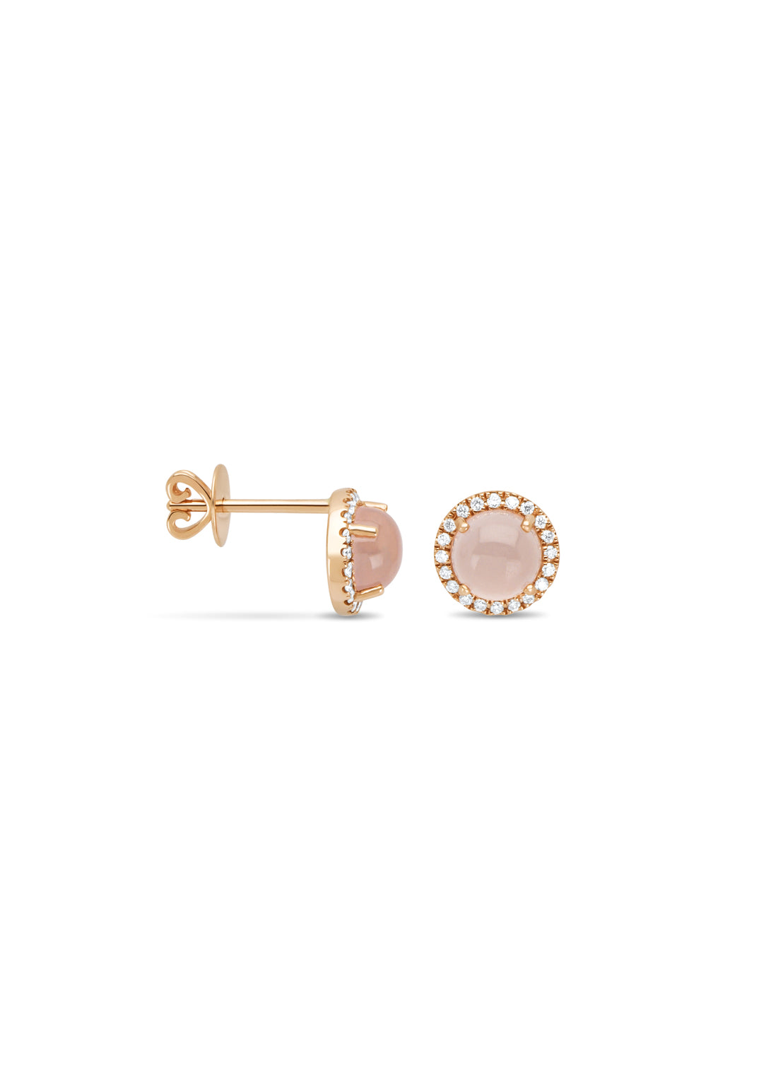 Roségouden oorsieraden, 2.18 ct rozenkwarts, Little Drops