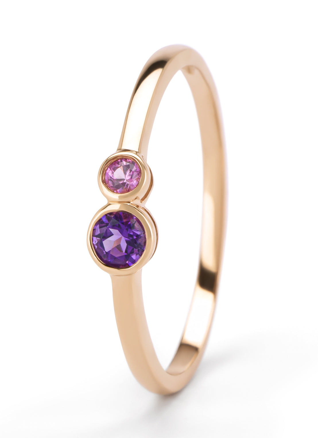 Roségouden ring, 0.11 ct paarse amethist, Little Drops