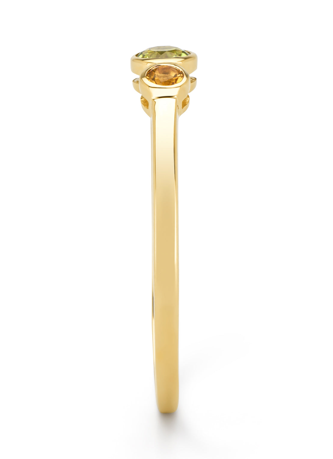 Yellow gold ring, 0.12 ct peridot, Little Drops