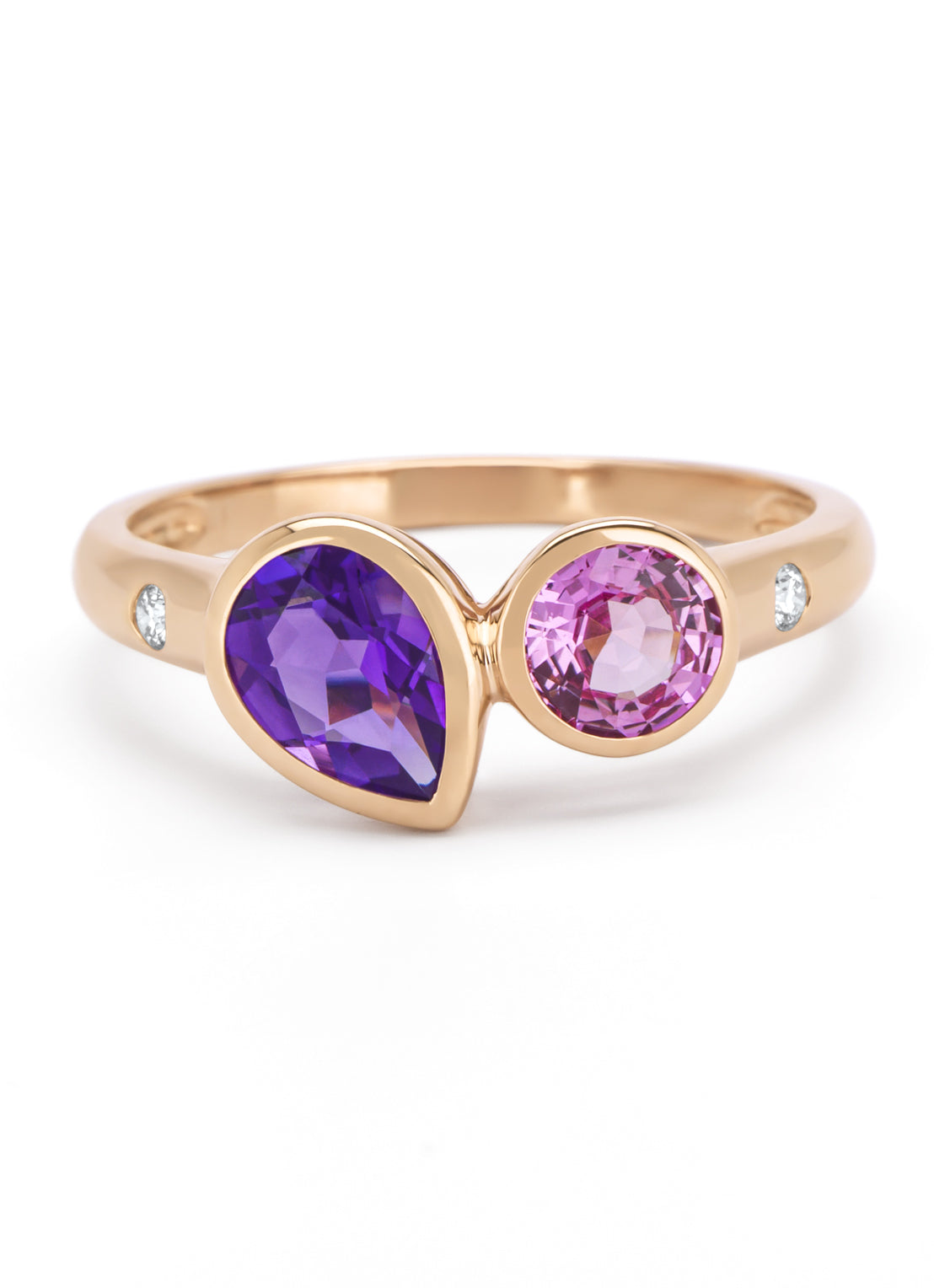 Roségouden ring, 0.70 ct paarse amethist, Little Drops