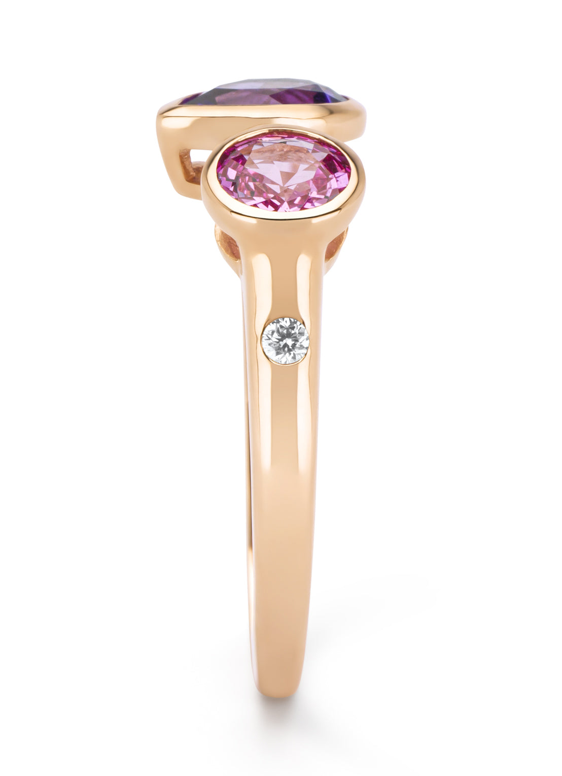 Roségouden ring, 0.70 ct paarse amethist, Little Drops