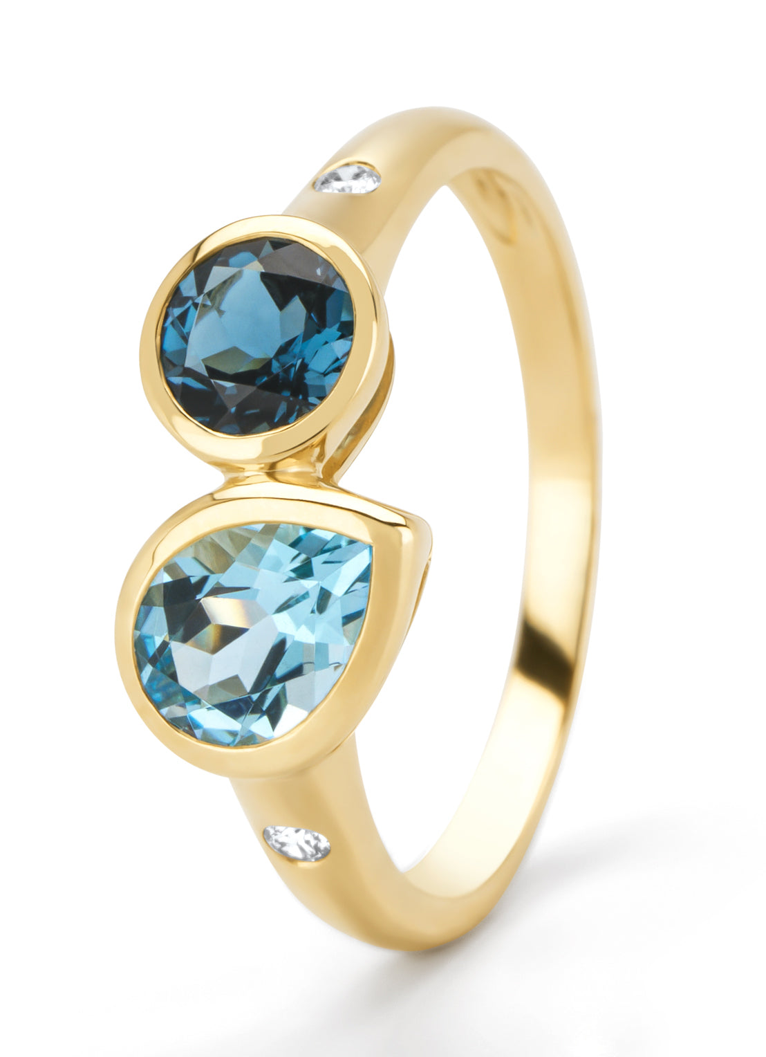 Geelgouden ring, 0.91 ct topaas, Little Drops