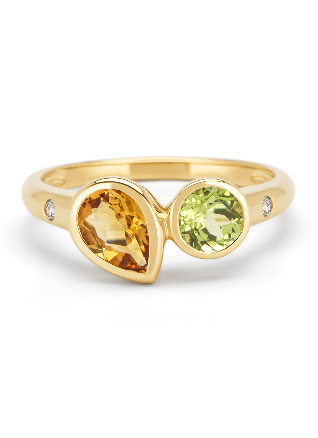 Geelgouden ring, 0.70 ct citrien, Little Drops