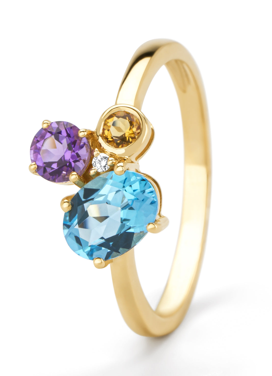 Geelgouden ring, 0.89 ct topaas, Little Drops