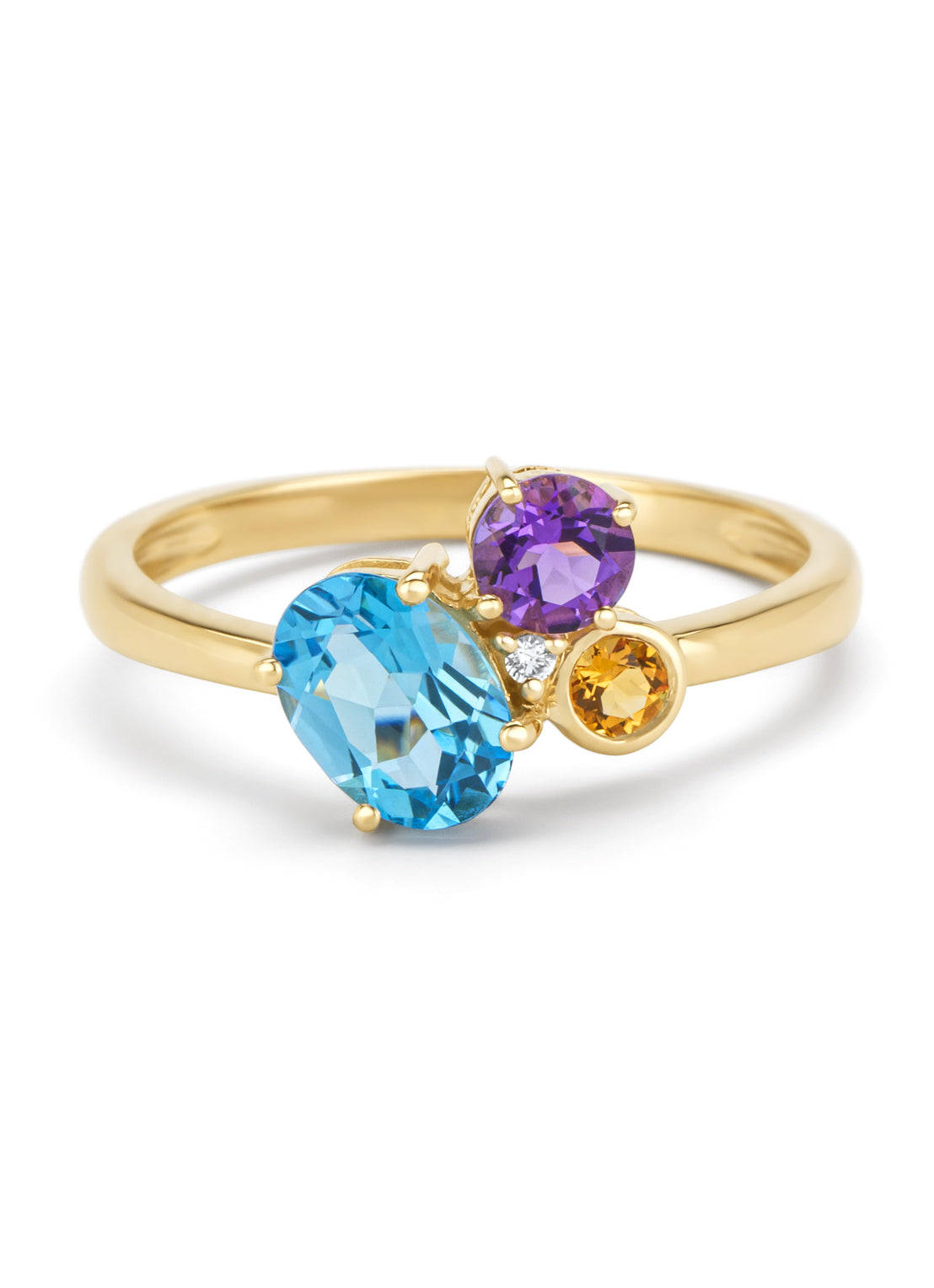 Geelgouden ring, 0.89 ct topaas, Little Drops