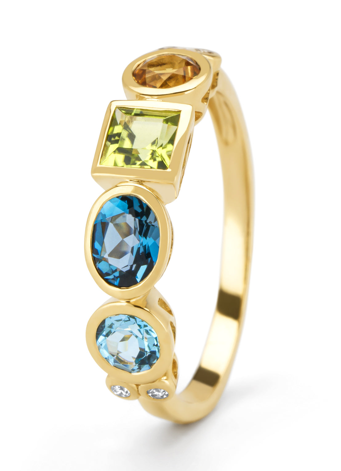 Geelgouden ring, 0.45 ct london topaas, Little Drops