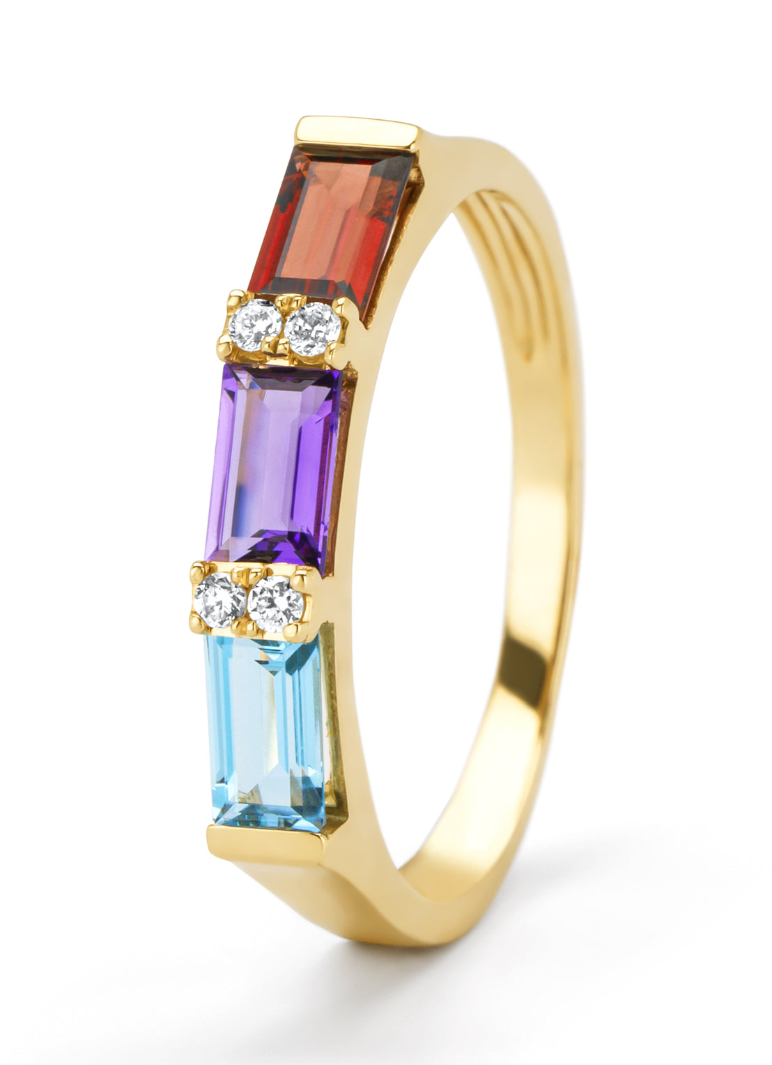 Yellow gold ring, 0.37 ct garnet, Little Drops