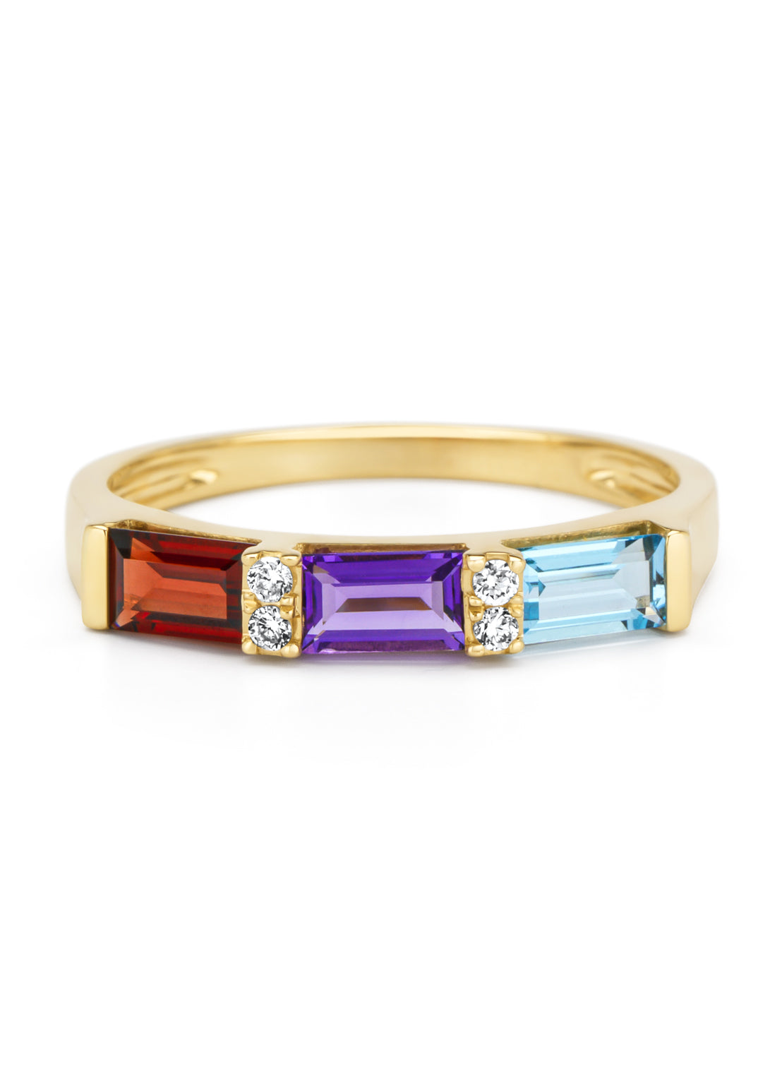 Yellow gold ring, 0.37 ct garnet, Little Drops