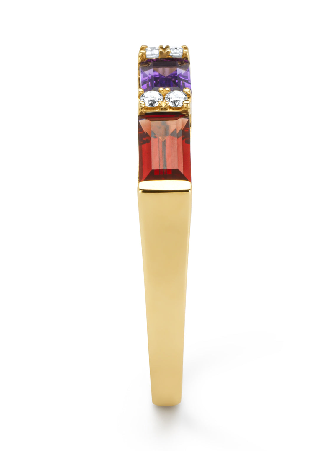 Yellow gold ring, 0.37 ct garnet, Little Drops
